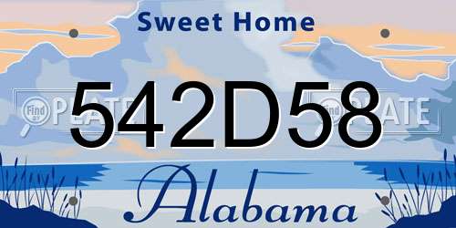 542D58 Alabama License Plate
