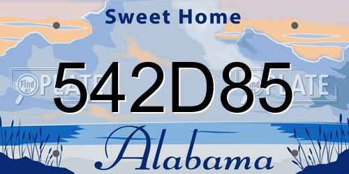 542D85 Alabama License Plate