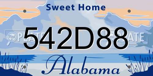 542D88 Alabama License Plate