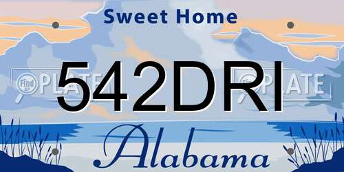 542DRI Alabama License Plate
