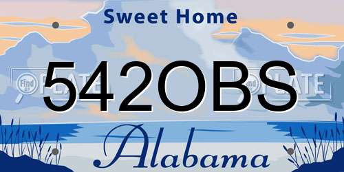 542OBS Alabama License Plate