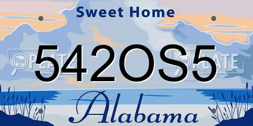 542OS5 Alabama License Plate