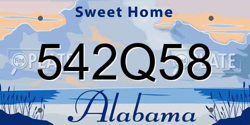 542Q58 Alabama License Plate