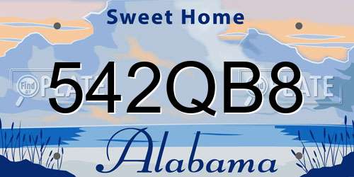 542QB8 Alabama License Plate
