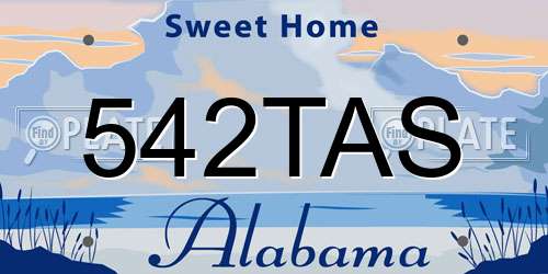 542TAS Alabama License Plate