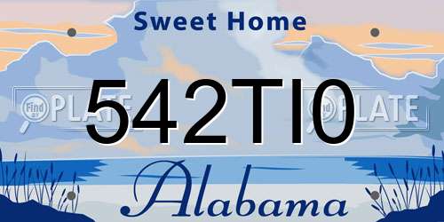 542TI0 Alabama License Plate