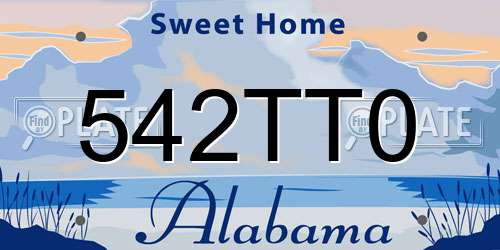 542TT0 Alabama License Plate