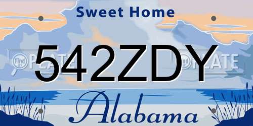 542ZDY Alabama License Plate