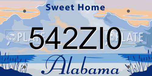 542ZI0 Alabama License Plate