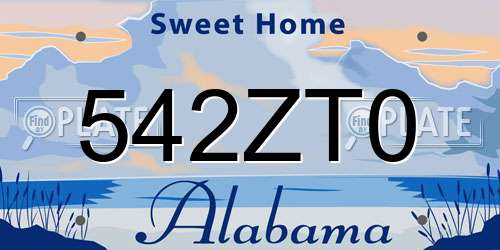 542ZT0 Alabama License Plate