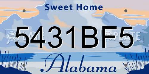 5431BF5 Alabama License Plate
