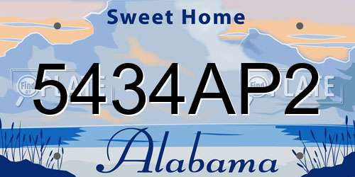 5434AP2 Alabama License Plate