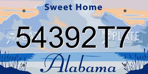 54392T7 Alabama License Plate