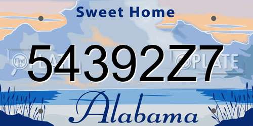 54392Z7 Alabama License Plate