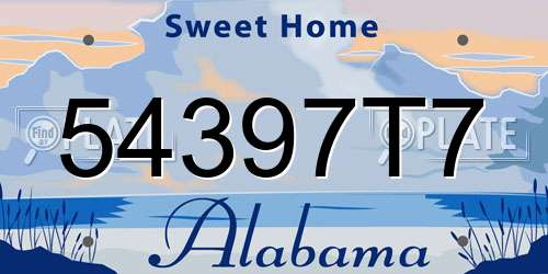 54397T7 Alabama License Plate
