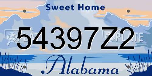54397Z2 Alabama License Plate