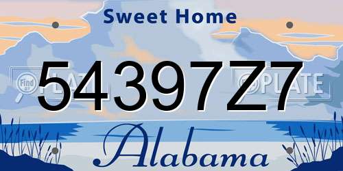 54397Z7 Alabama License Plate