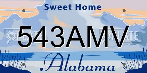 543AMV Alabama License Plate