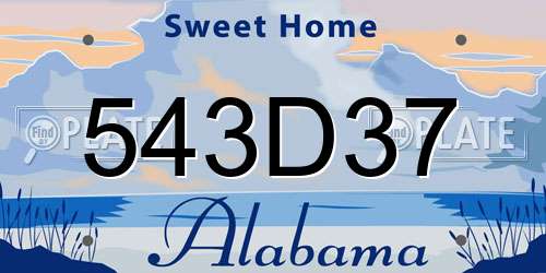 543D37 Alabama License Plate