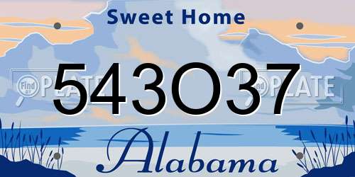 543O37 Alabama License Plate