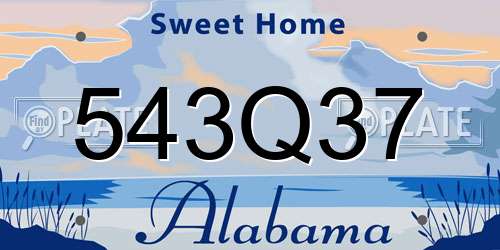 543Q37 Alabama License Plate