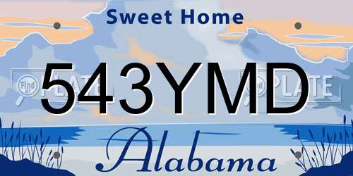 543YMD Alabama License Plate