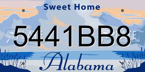 5441BB8 Alabama License Plate