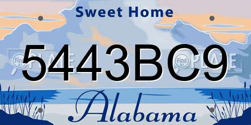 5443BC9 Alabama License Plate