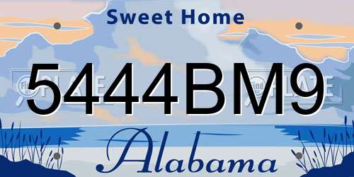 5444BM9 Alabama License Plate