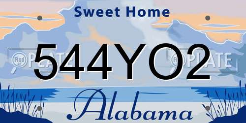 544YO2 Alabama License Plate