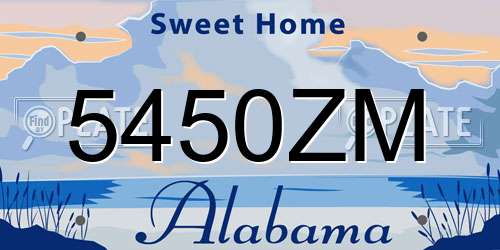 5450ZM Alabama License Plate
