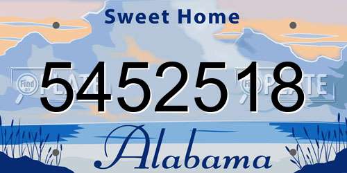 5452518 Alabama License Plate
