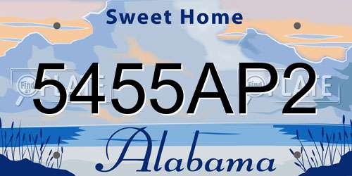 5455AP2 Alabama License Plate