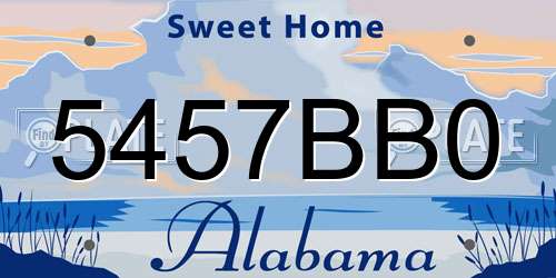 5457BB0 Alabama License Plate
