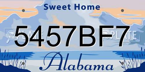 5457BF7 Alabama License Plate