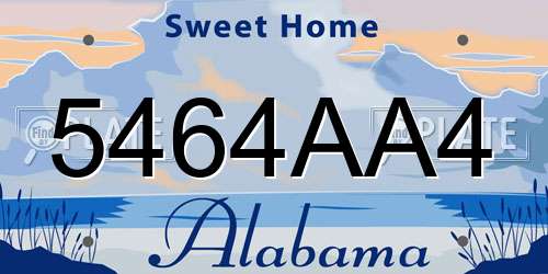 5464AA4 Alabama License Plate