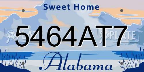 5464AT7 Alabama License Plate
