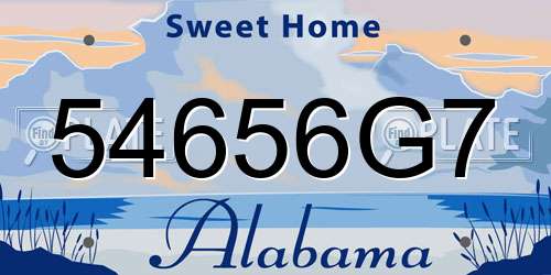 54656G7 Alabama License Plate