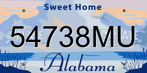 54738MU Alabama License Plate