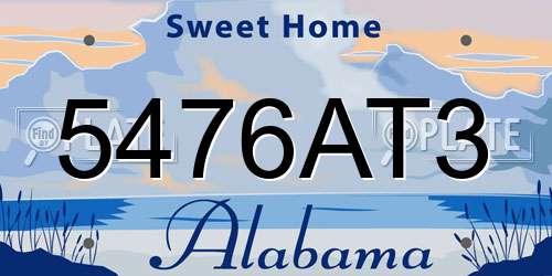 5476AT3 Alabama License Plate