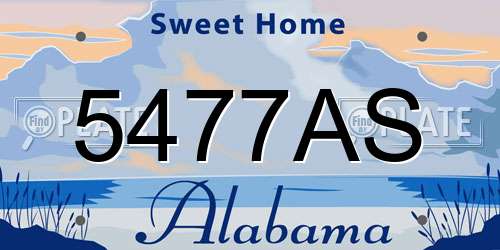 5477AS Alabama License Plate