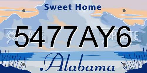 5477AY6 Alabama License Plate