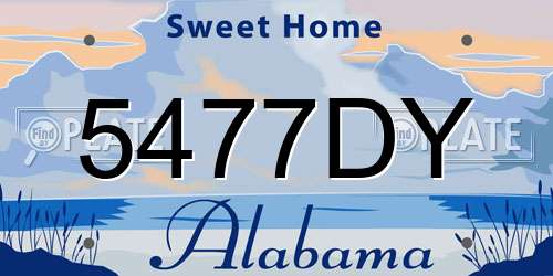 5477DY Alabama License Plate