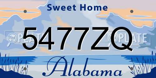 5477ZQ Alabama License Plate