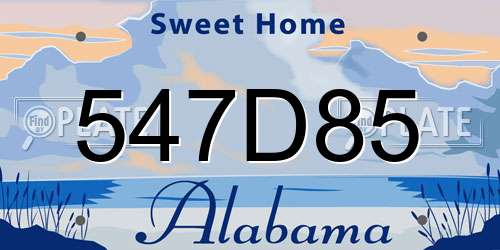 547D85 Alabama License Plate