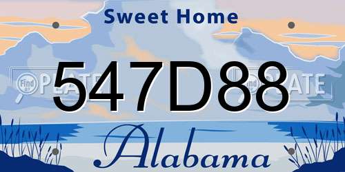 547D88 Alabama License Plate