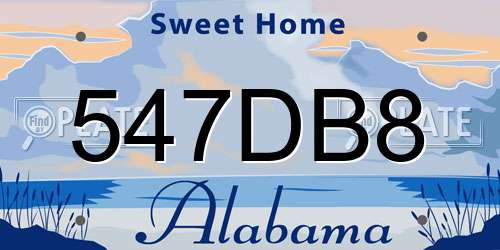 547DB8 Alabama License Plate