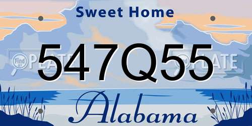547Q55 Alabama License Plate