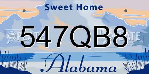 547QB8 Alabama License Plate