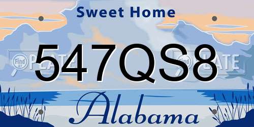 547QS8 Alabama License Plate